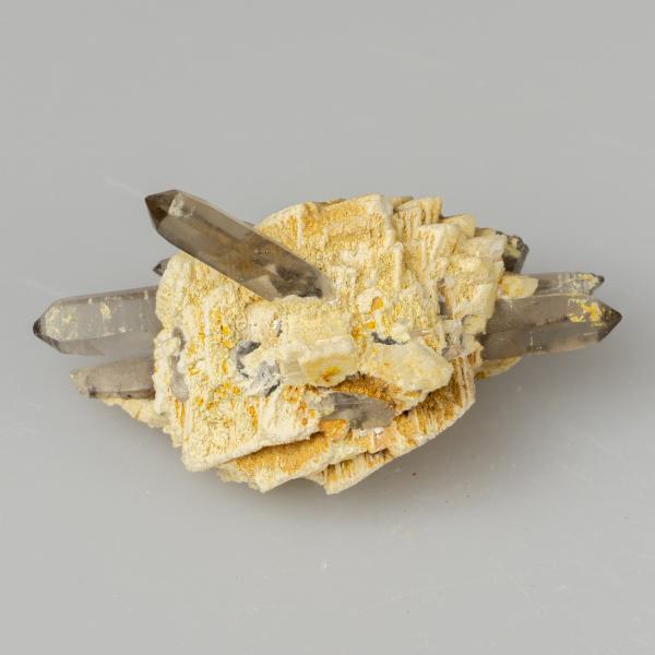Smoky Quartz Crystals on Orthoclase Druse | 6X4,5X3,5 cm 0,040 kg