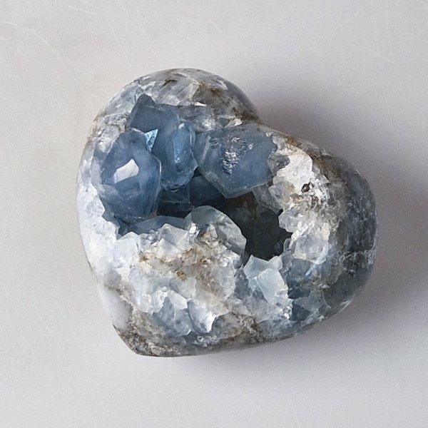 Celestine (Celestite) Geode Heart | 7,4 x 6,3 x 3,5 cm, 0,304 kg