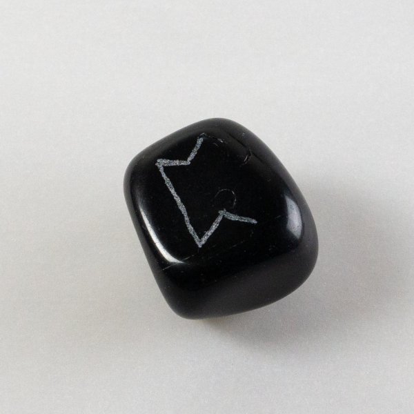 Tumbled Black Obsidian, Runa Perthro engraving