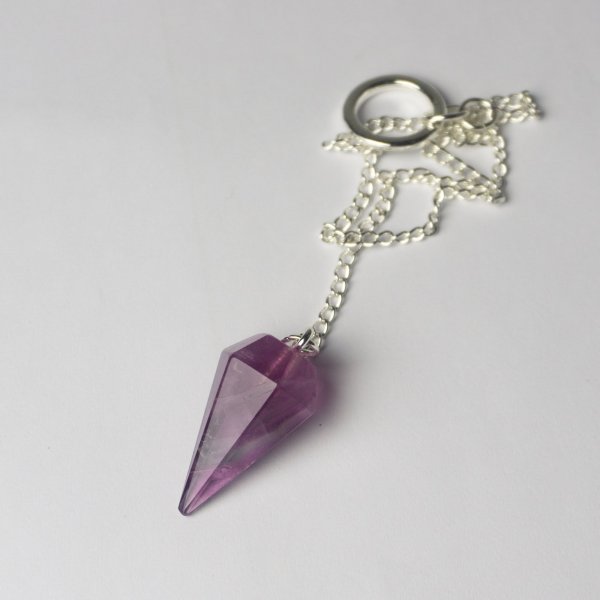 Pendulum Purple Fluorite | stone 3 - 3,5 cm, chain 24 cm