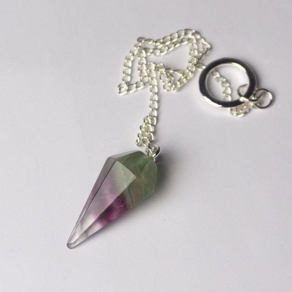 Pendulum Rainbow Fluorite | stone 3 - 3,5 cm, chain 24 cm