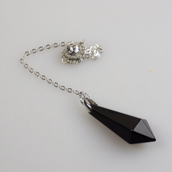 Pendulum black obsidian | Stone 3,3x1,3 cm, chain 20 cm