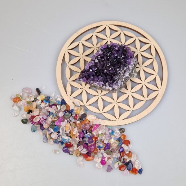 Stones for mandala with amethyst