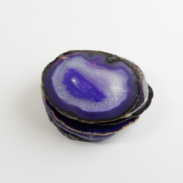 Set of 6 purple Agate Coasters | stones 8-9 cm