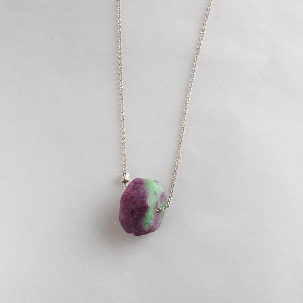Necklace "Lolly" Ruby Zoisite | Chain 68 cm, stone 2,5X1,5 cm