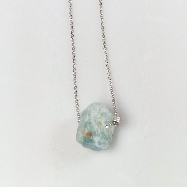 Necklace "Lolly" Aquamarine | Chain 66 cm, stone 2 cm