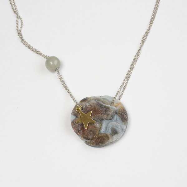 Hera Necklace - Agata Drusy and Moonstone