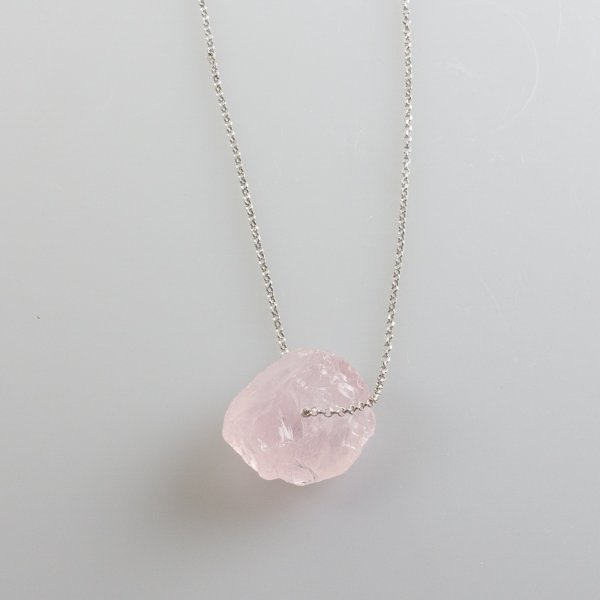 Necklace "Lolly" Rose Quartz | Necklace lenght 68 cm, stone 2,5X2 cm 0,015 kg