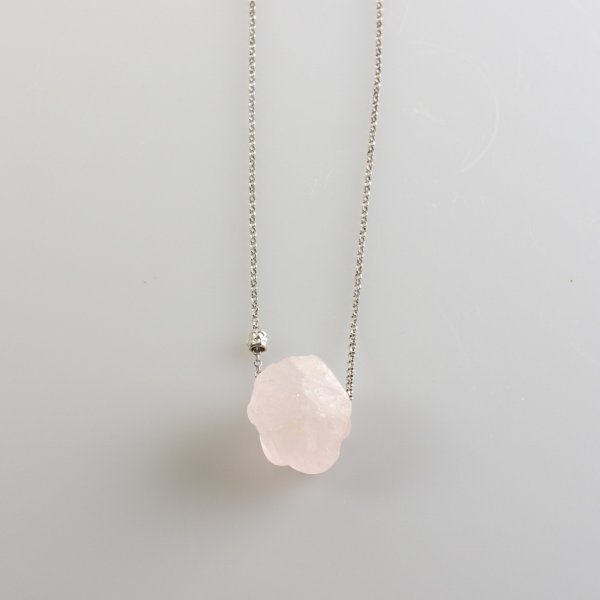 Necklace "Lolly" Rose Quartz | Necklace lenght 91 cm, stone 2X2 cm 0,015 kg