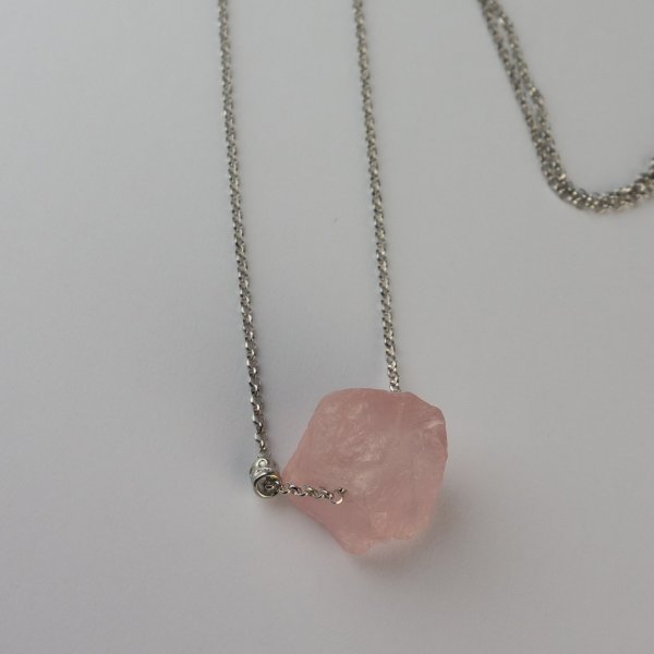 Necklace "Lolly" Rose quartz | Chain 66 cm, stone 2 cm