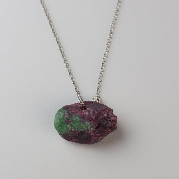Necklace "Lolly" Ruby Zoisite | Chain 64 cm, stone 2,5 cm