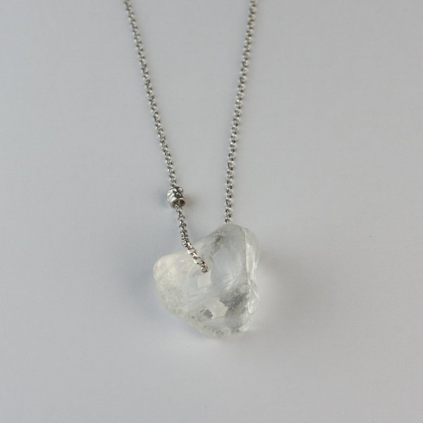 Necklace "Lolly" Clear quartz | Chain 66 cm, stone 2 cm