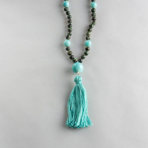 Mala necklace in African Turquoise and Amazonite