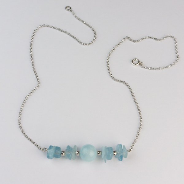 Aquamarine and Larimar Necklace | 40 cm