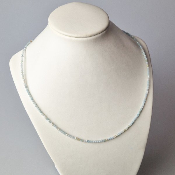 Choker Necklace with Aquamarine | Necklace length 42 cm + extension 4 cm, stones 2 mm