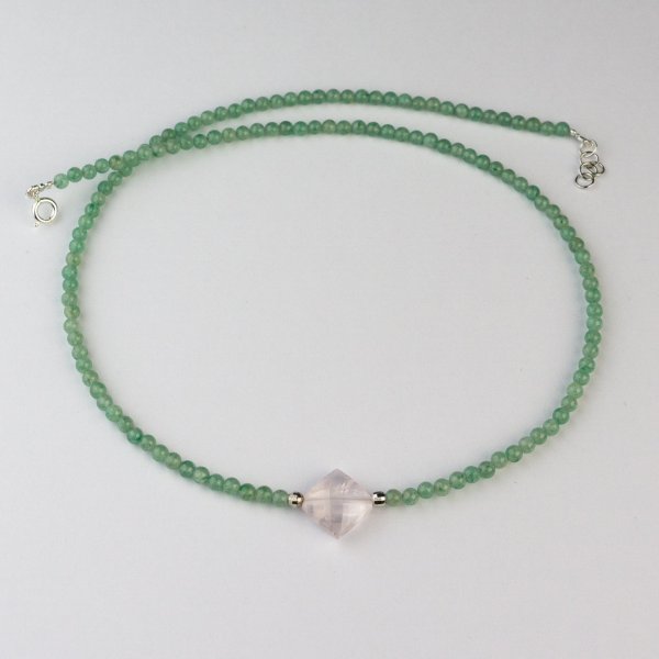 Necklace with Aventurine and Rose Quartz | 42-43 cm