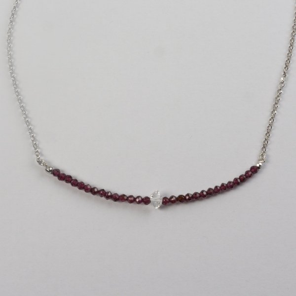 Necklace with Garnet and biterminated Quartz | Necklace length 38/40 cm, stones 0,2-0,6 cm