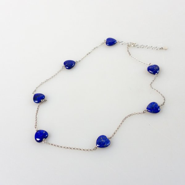 Silver Choker Necklace with Lapis Lazuli Heart | 38-42 cm