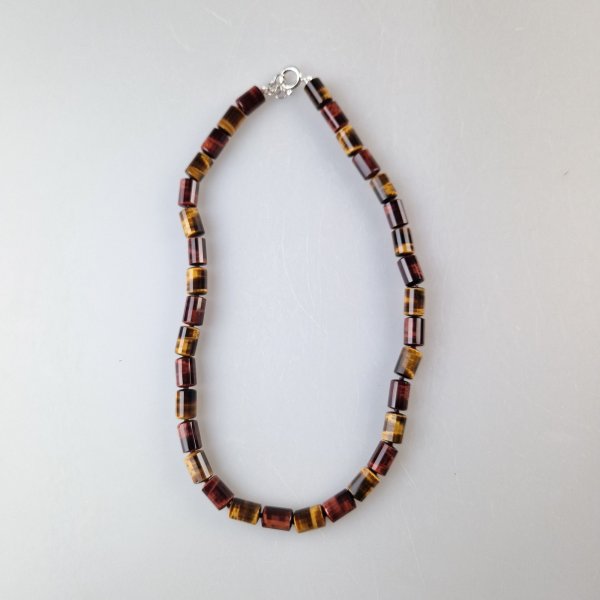 Necklace with Tiger's eye and Bull's eye | 44 cm