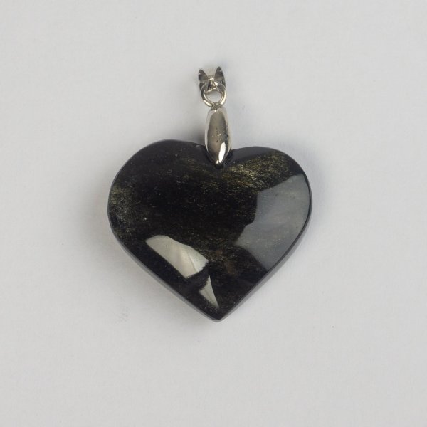Heart pendant in golden / silver Obsidian