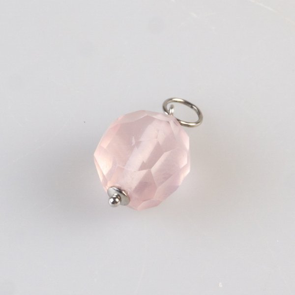 Pendant with faceted Pink quartz | 2 x 1 cm