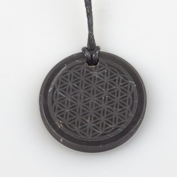 Shungite Pendant with "Flower of Life" engraving | 3 x 0,3 cm