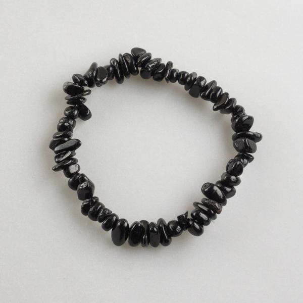 Elastic Bracelet with black Turmalin chips | 17/18,5 cm 0,015 kg