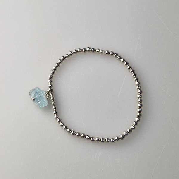 Elastic bracelet in silver with Aquamarine | S