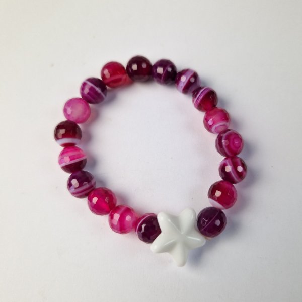 Elastic Bracelet with pink agate | 16 cm (XXS)