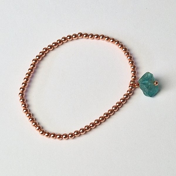 Elastic bracelet in pink silver with Apatite | S