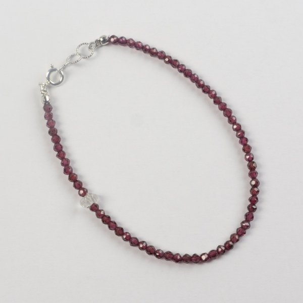Bracelet with Garnet and biterminated Quartz | Length 18/19 cm, stones 0,2-0,6 cm