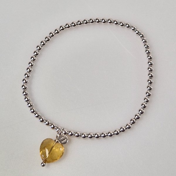Elastic bracelet in silver with Citrine quartz heart | S