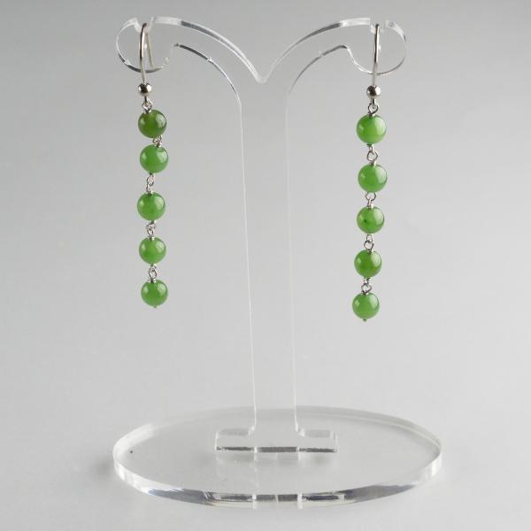 Drop Earring, Silver and Jade 7 cm 0,005 kg