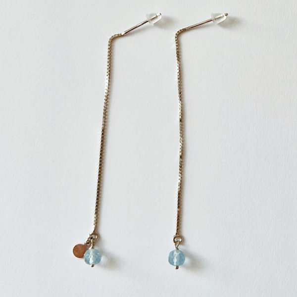 Chain drop earrings with Aquamarine
