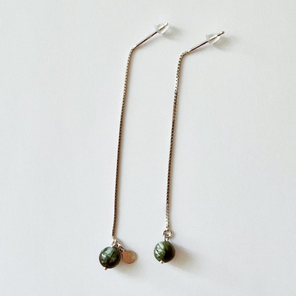 Chain drop earrings with Seraphinite