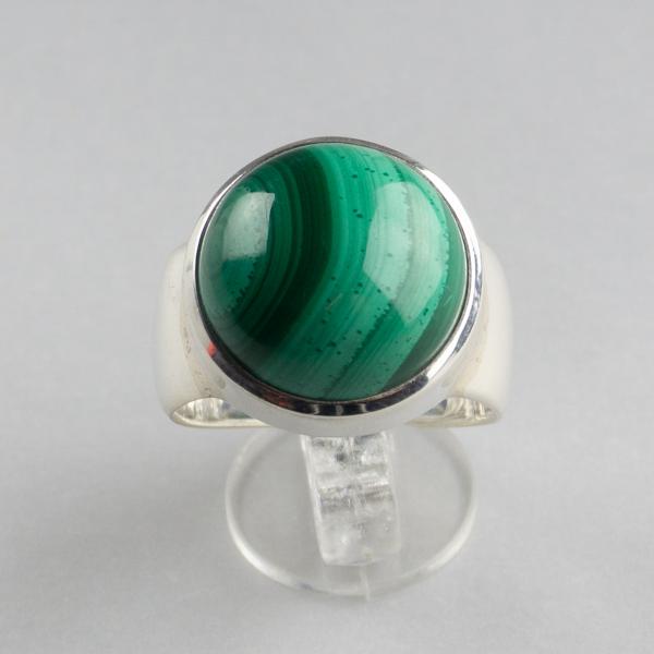 Band Ring in Silver and Malachite | Size 16 mm