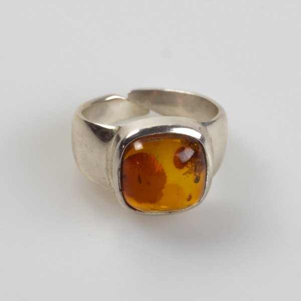 Ring in Amber and Silver | Size 21-22 mm