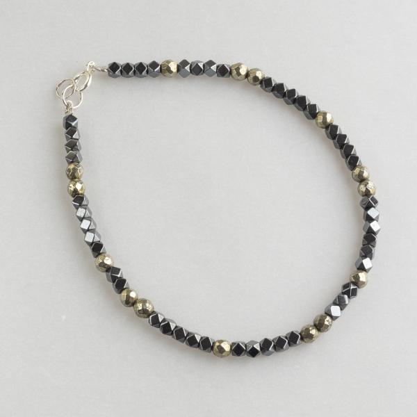 Man's bracelet in Hematite, Pyrite and Silver | 19 cm (S-M)
