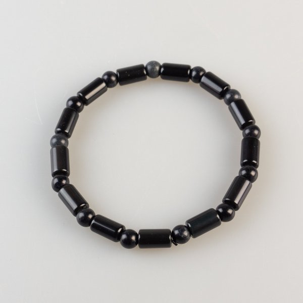 Elastic Bracelet with Black Jade and Obsidian | 22 cm (L)