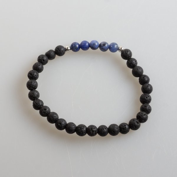 Men's bracelet in lava stone and Sodalite | 21 cm (M-L)