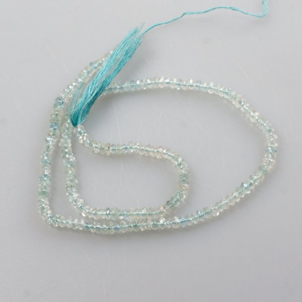 Aquamarine faceted washers, DIY jewelry | Length 38 cm, stone 3 x 2 mm