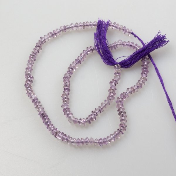 Amethyst washers, DIY jewelry | Thread length 40 cm, stone 4 x 3 mm