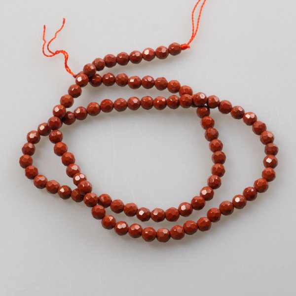 Red Jasper Faceted Beads | Lenght 40 cm, stone 4 mm