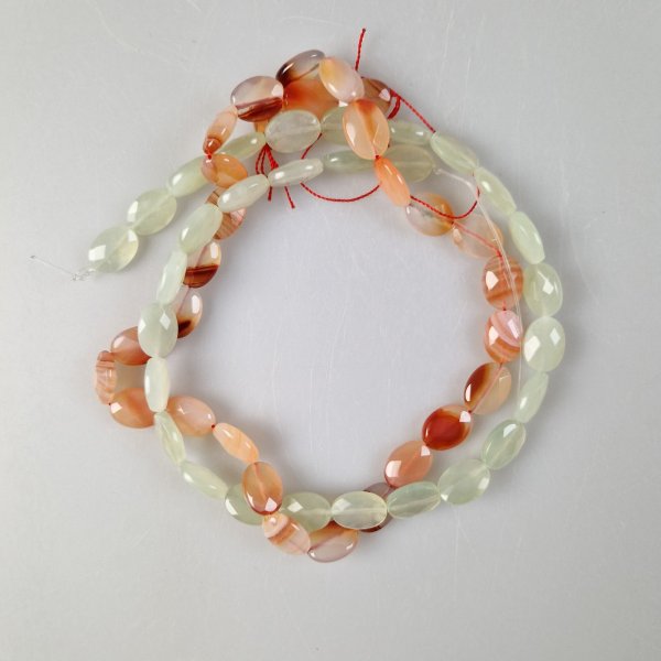 Pair of beads string - 1 Agate 1 New Jade - DIY jewelry | Length 40 cm