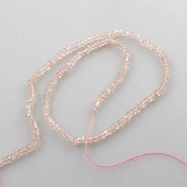 Morganite faceted washers, DIY jewelry | Length 37 cm, stone 2-4 mm