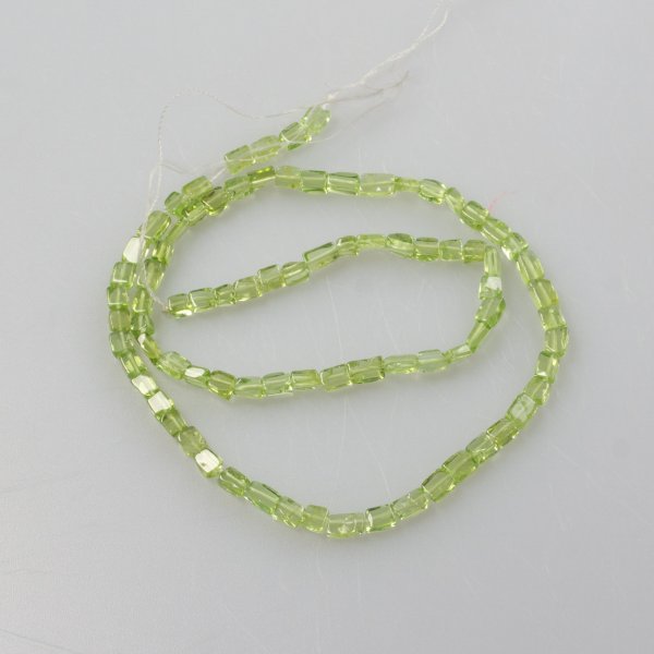 Peridot parallelepipeds, DIY jewelry | Length 38 cm, stone 5 x 4 mm