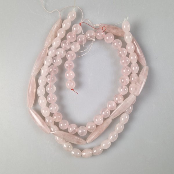 Tris of beads string Pink Quartz - DIY jewelry | Length 40 cm