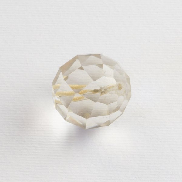 Faceted hyaline quartz, round perforated bead
