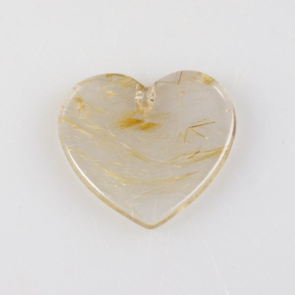 Pierced heart of rutilated quartz