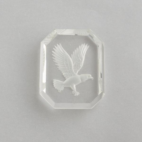 Faceted hyaline quartz with eagle engraving | 3,5X2,6X0,6 cm 13,2 g
